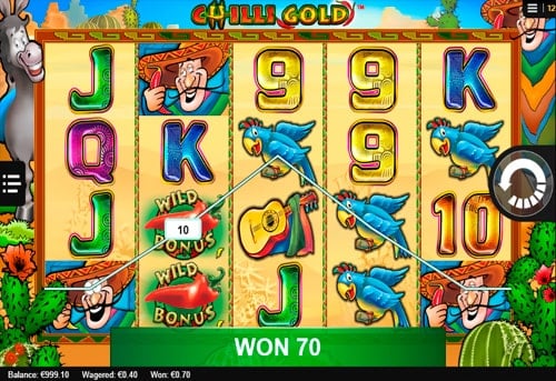 Выигрыш с диким знаком в онлайн слоте Chilli Gold