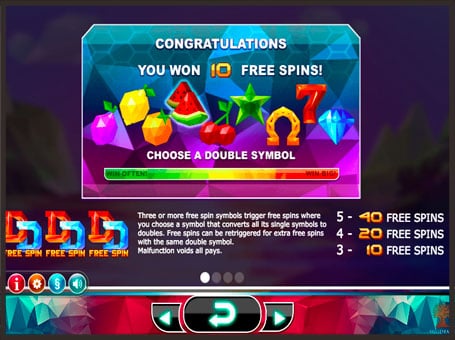 Игровой автомат Doubles - выпадение фриспинов Выпадение фриспинов в игровом автомате Doubles